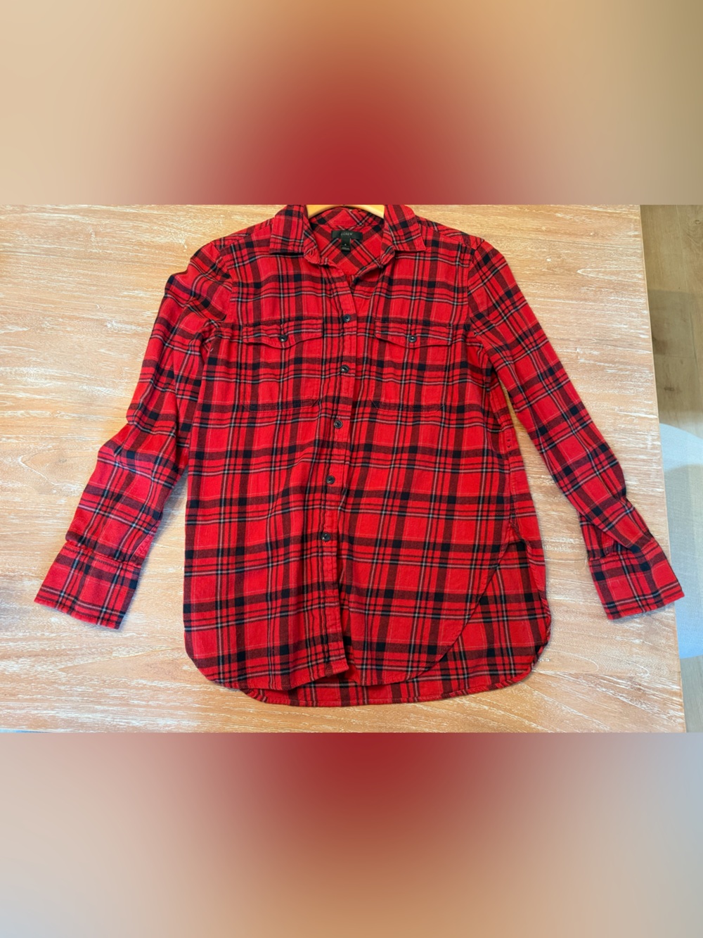 J. Crew Red and Black Plaid Button up Shirt